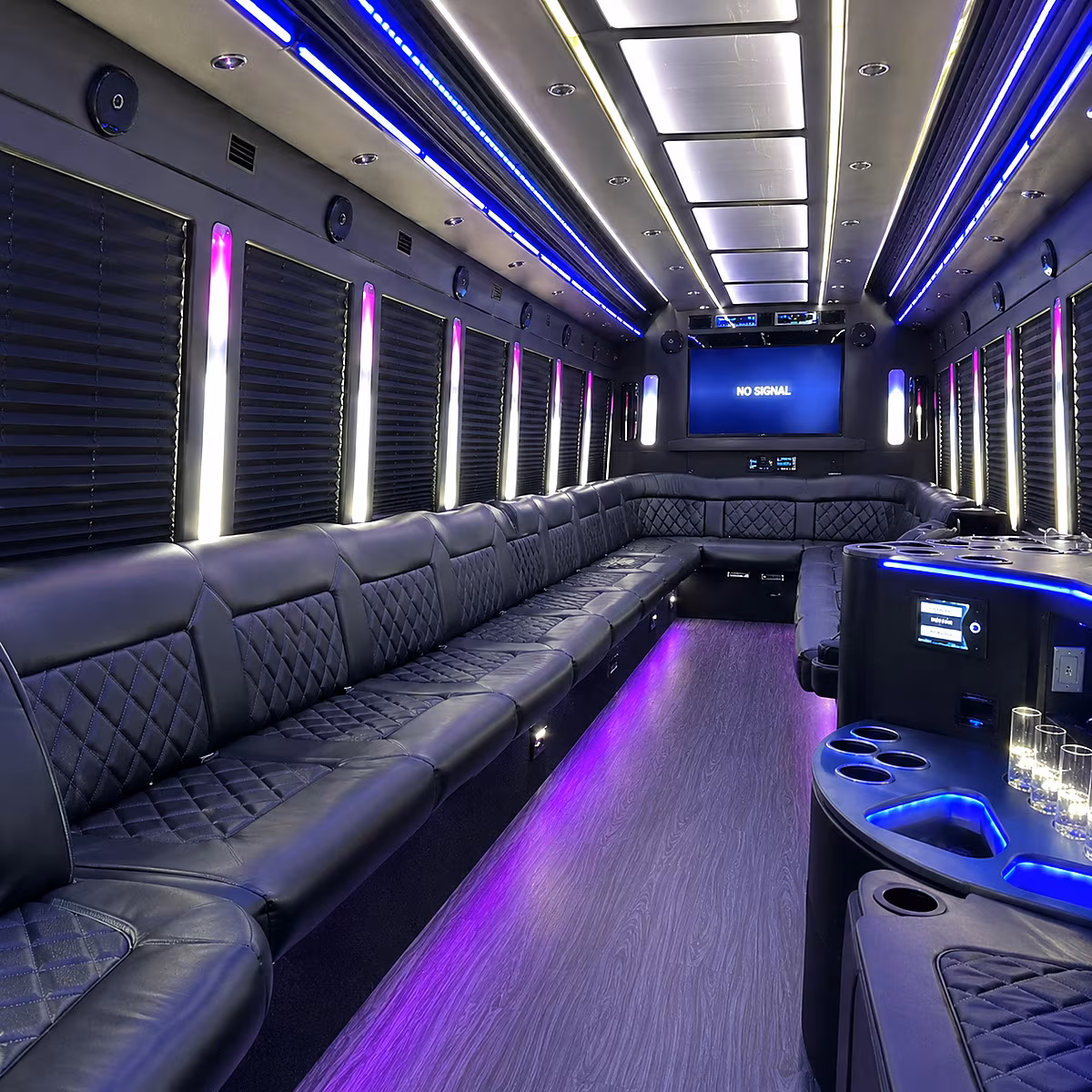 livermore 30 passenger party bus inside
